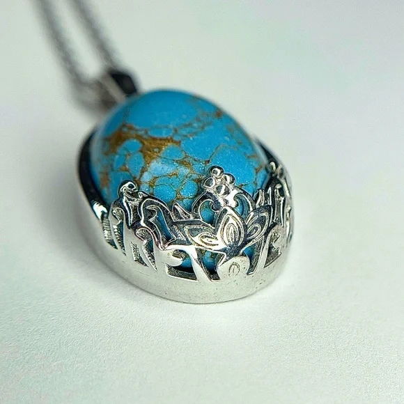 “Decorative Egg” Accented Turquoise Pendant! 💎 - Picture 3 of 5